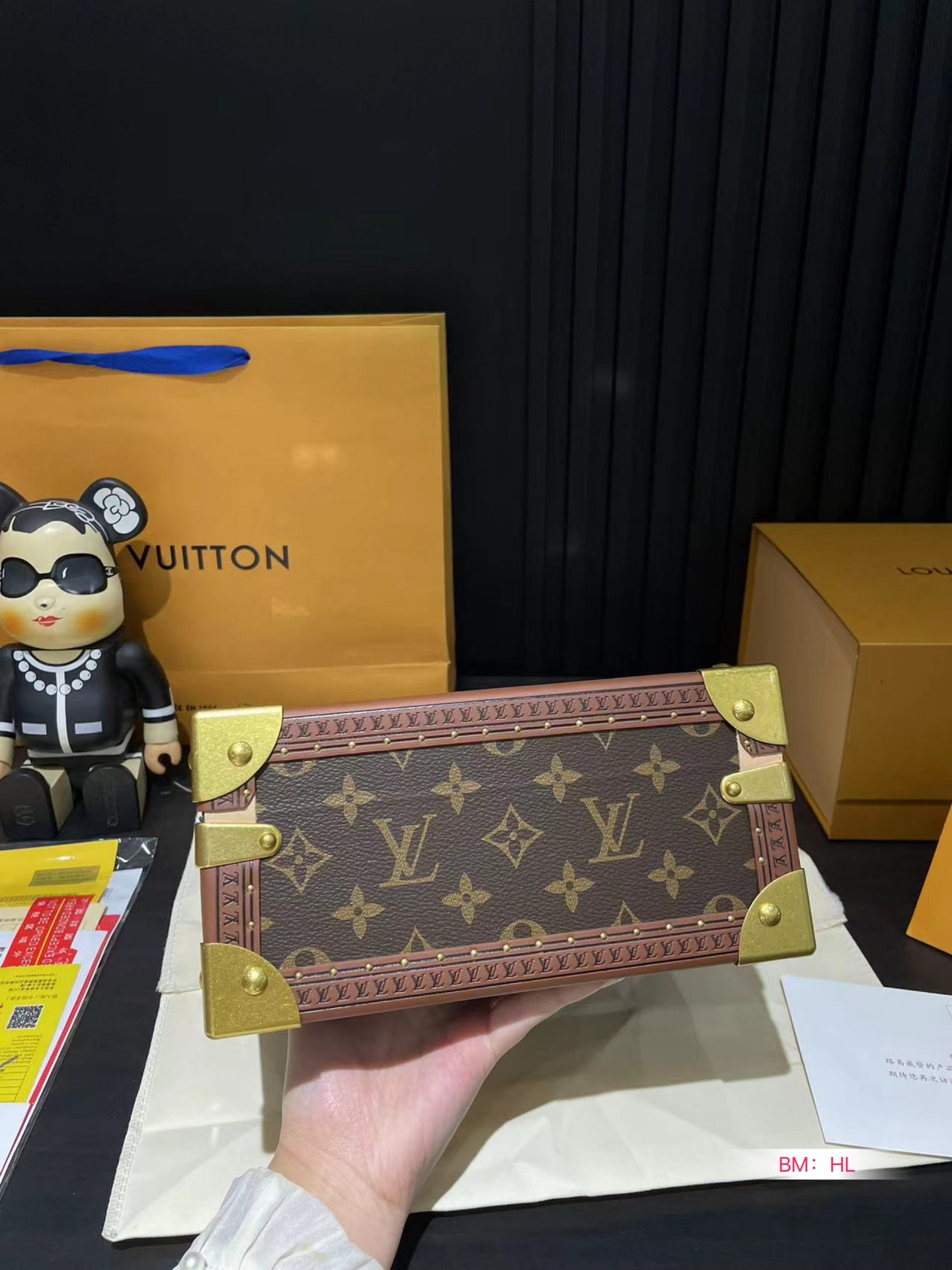 LV M13513 Jewelry Box blackish fluorescent pink 9.4 x 4.9 x 9.4 inches