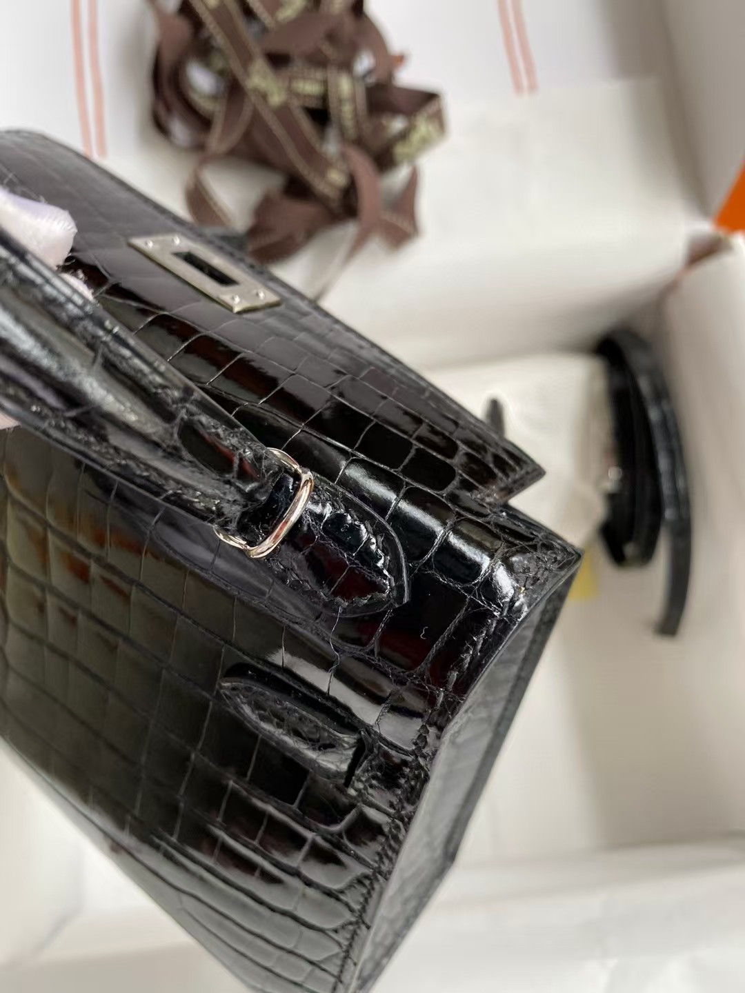 H**me5 mini kelly 19 19×6×12cm real alligator leather with the alligator stamp (customized, no exchange no return, about 20 days)