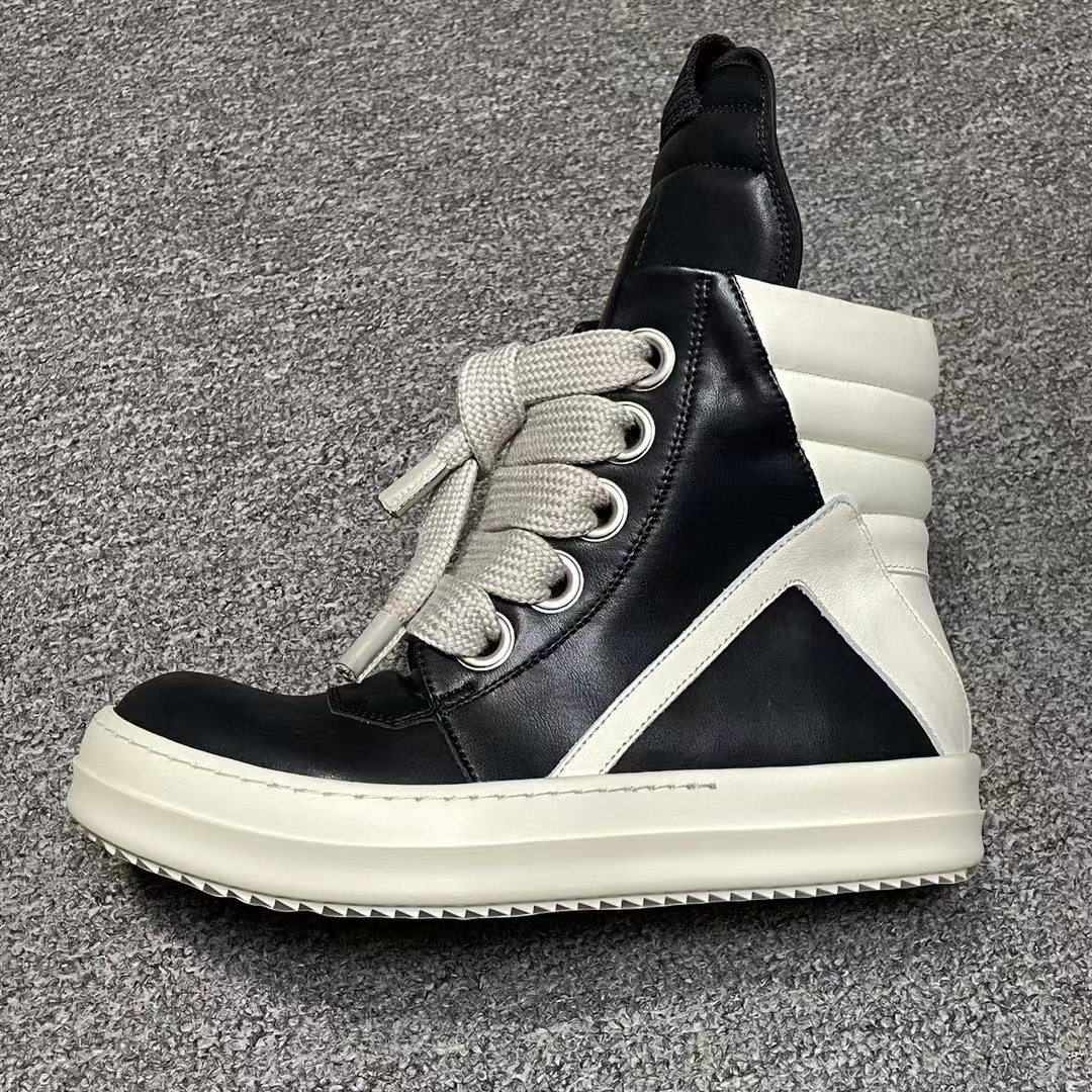 UA Rick Owens Geobasket High Black White 21ss