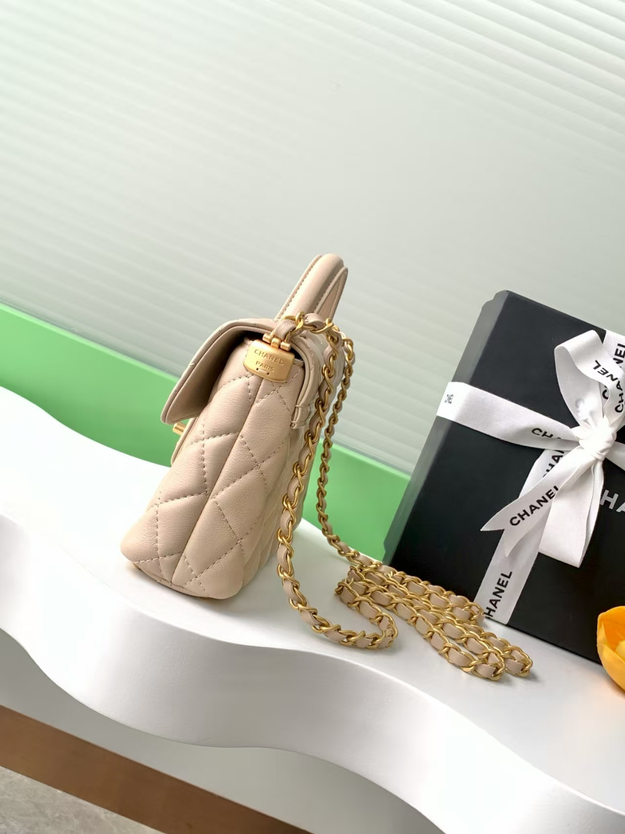 Ch*el small top handle flap bag as5355 14x20x6cm