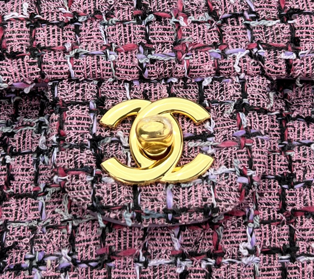 Ch*el classic 11.12 handbag tweed & gold-tone metal   6 × 9.9 × 2.5 in