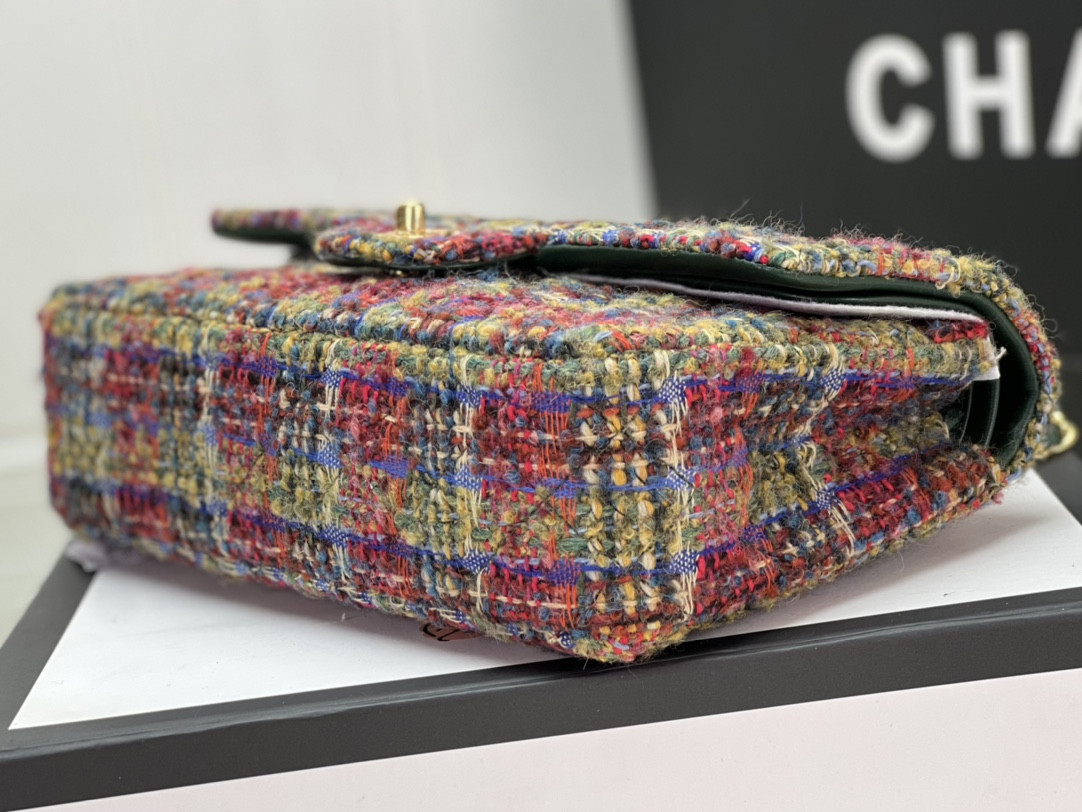 Ch*el classic 11.12 handbag tweed & gold-tone metal   6 × 9.9 × 2.5 in