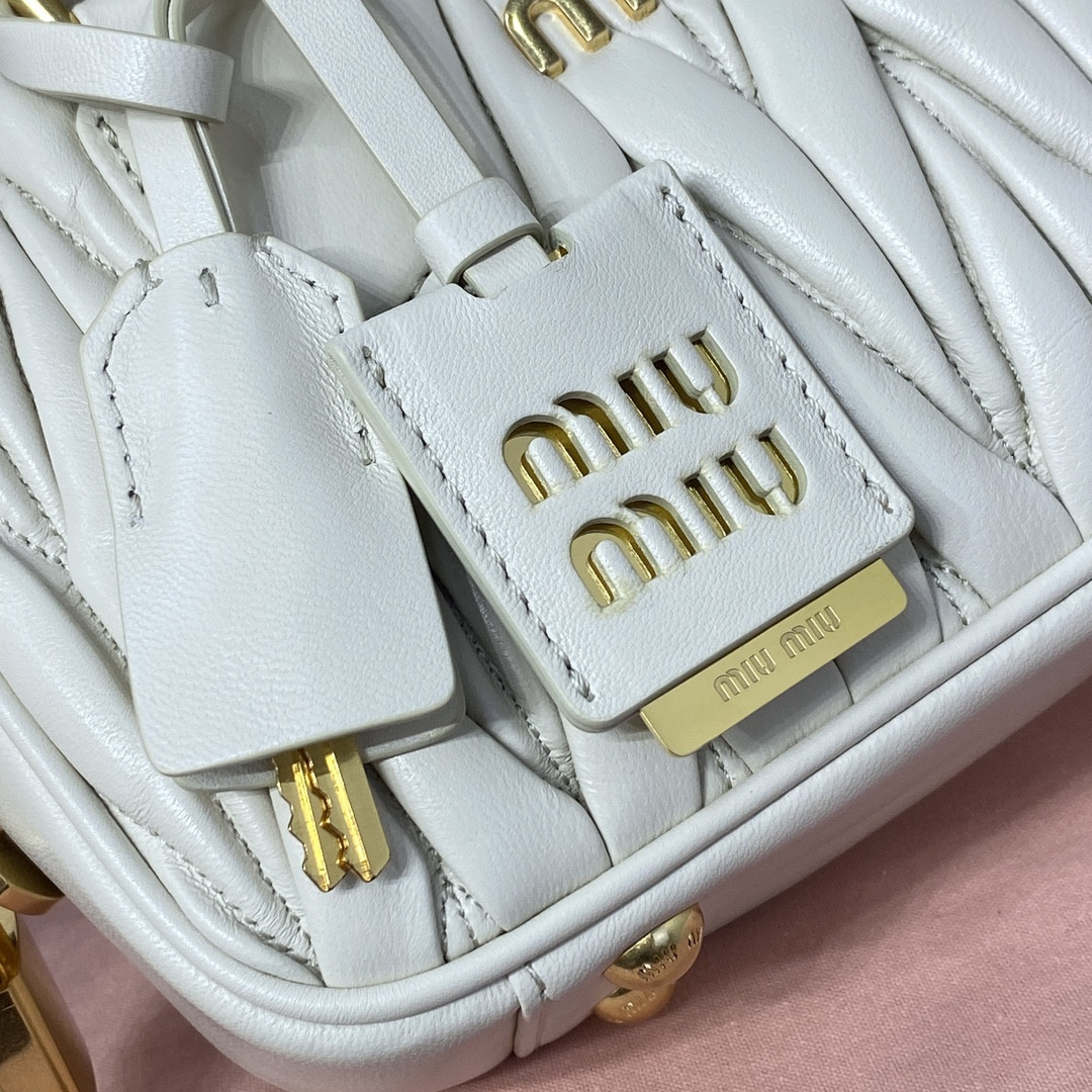 Miu Miu Arcadie matelassé nappa leather bag 13x19x6cm