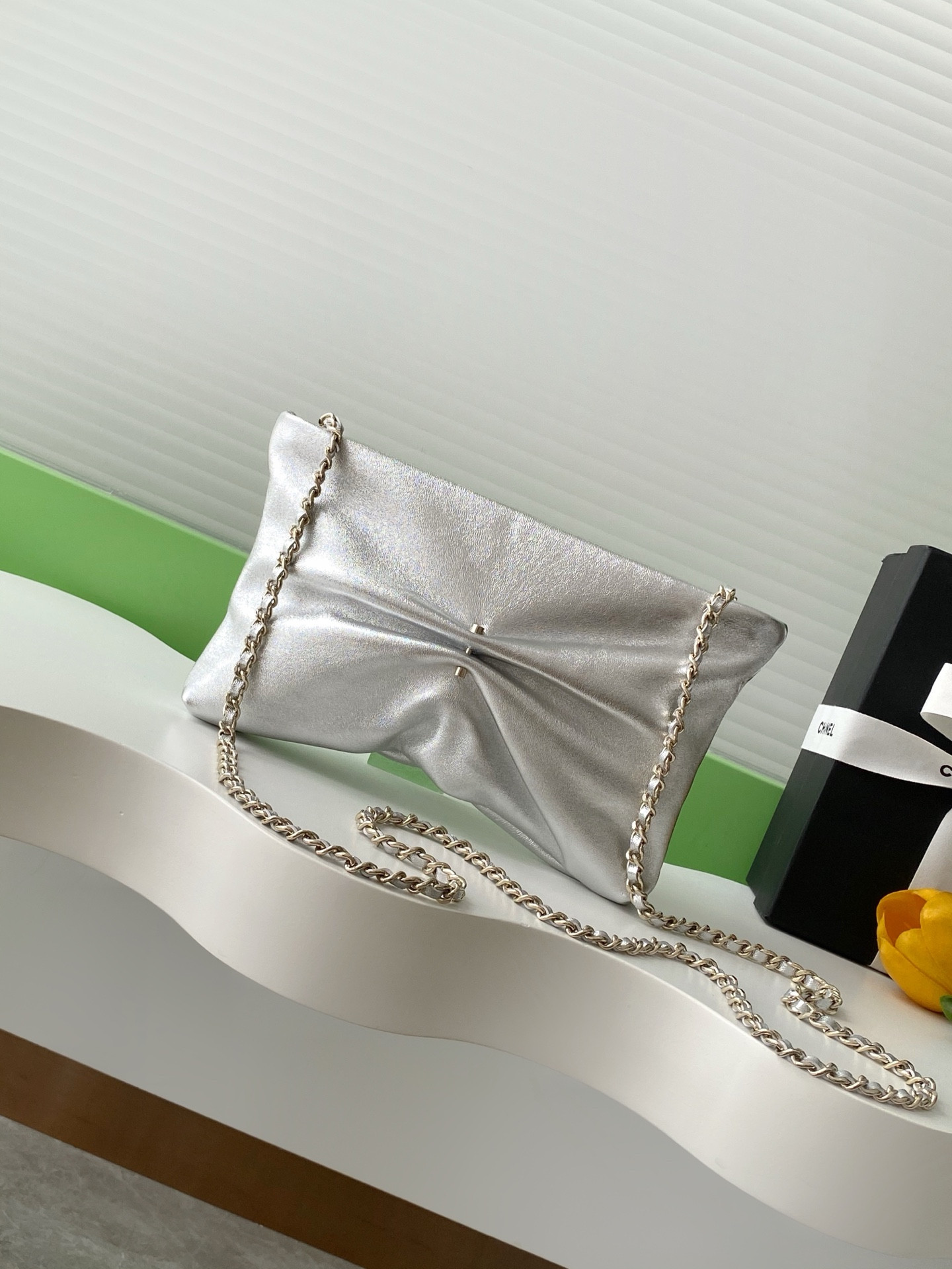 Ch*el clutch with chain 14x24x5cm