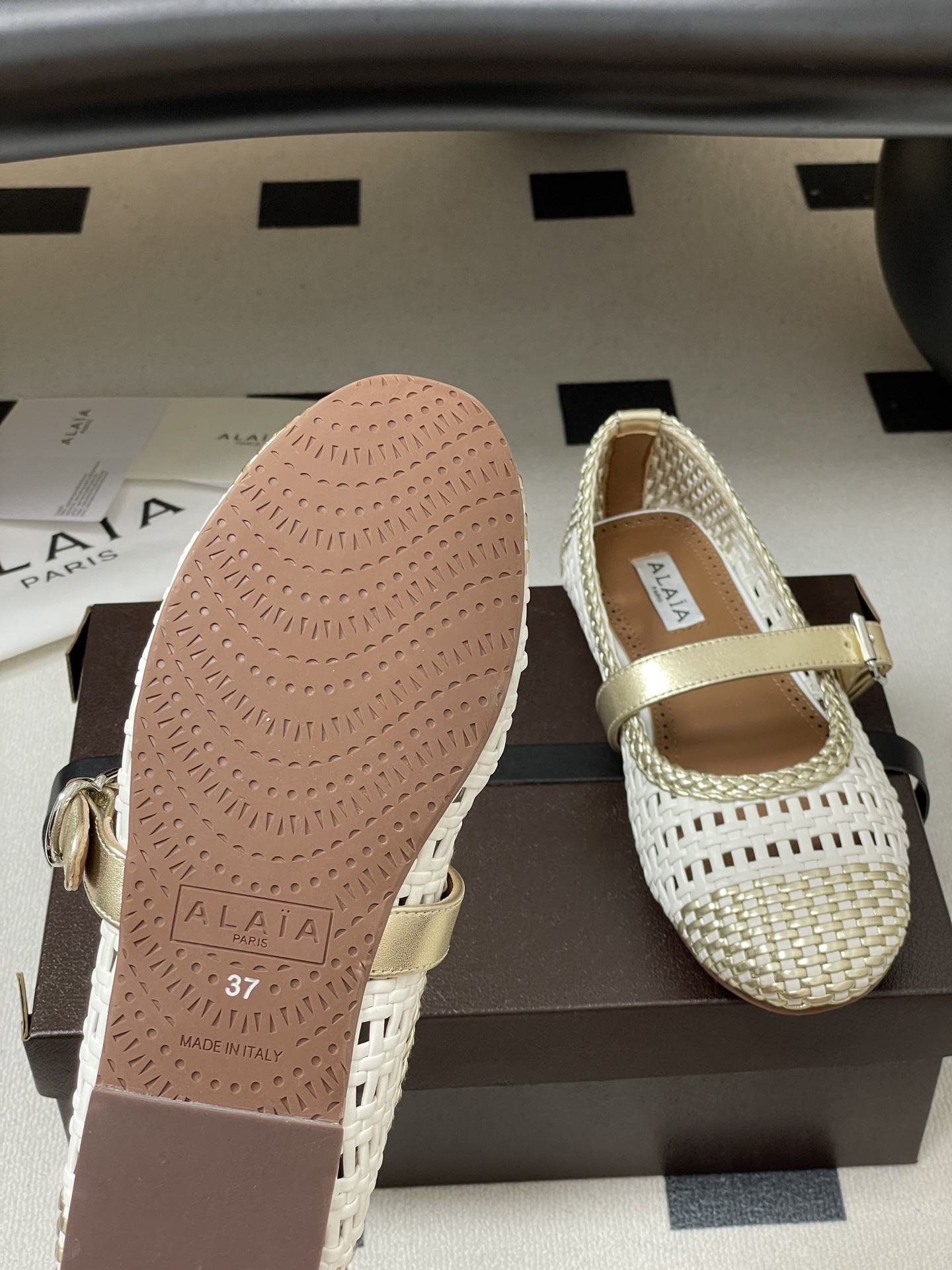 UA Alaïa Hollow Woven Mary Jane Flats(Customized Size 7-10 days production time)